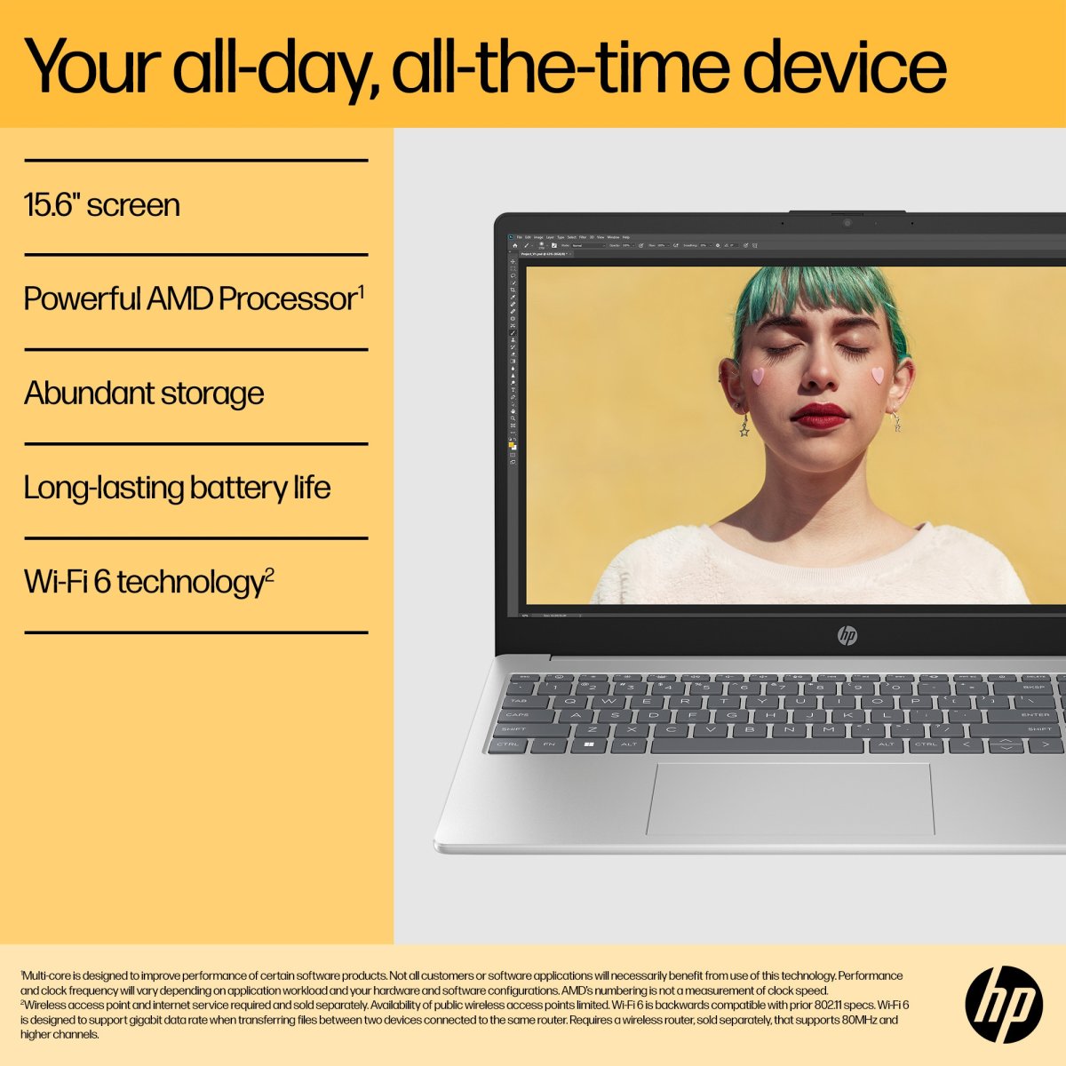 HP 15-fc0053na AMD Ryzen™ 3 7320U Laptop 39.6 cm (15.6") Full HD 8 GB LPDDR5-SDRAM 512 GB SSD Wi-Fi 6 (802.11ax) Windows 11 Home Silver - Image 13