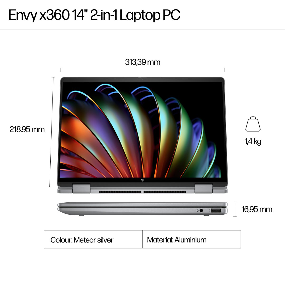 HP ENVY x360 14-fa0005na AMD Ryzen™ 5 8640HS Hybrid (2-in-1) 35.6 cm (14") Touchscreen 2K 16 GB LPDDR5-SDRAM 512 GB SSD Wi-Fi 6E (802.11ax) Windows 11 Home AI PC Silver - Image 8