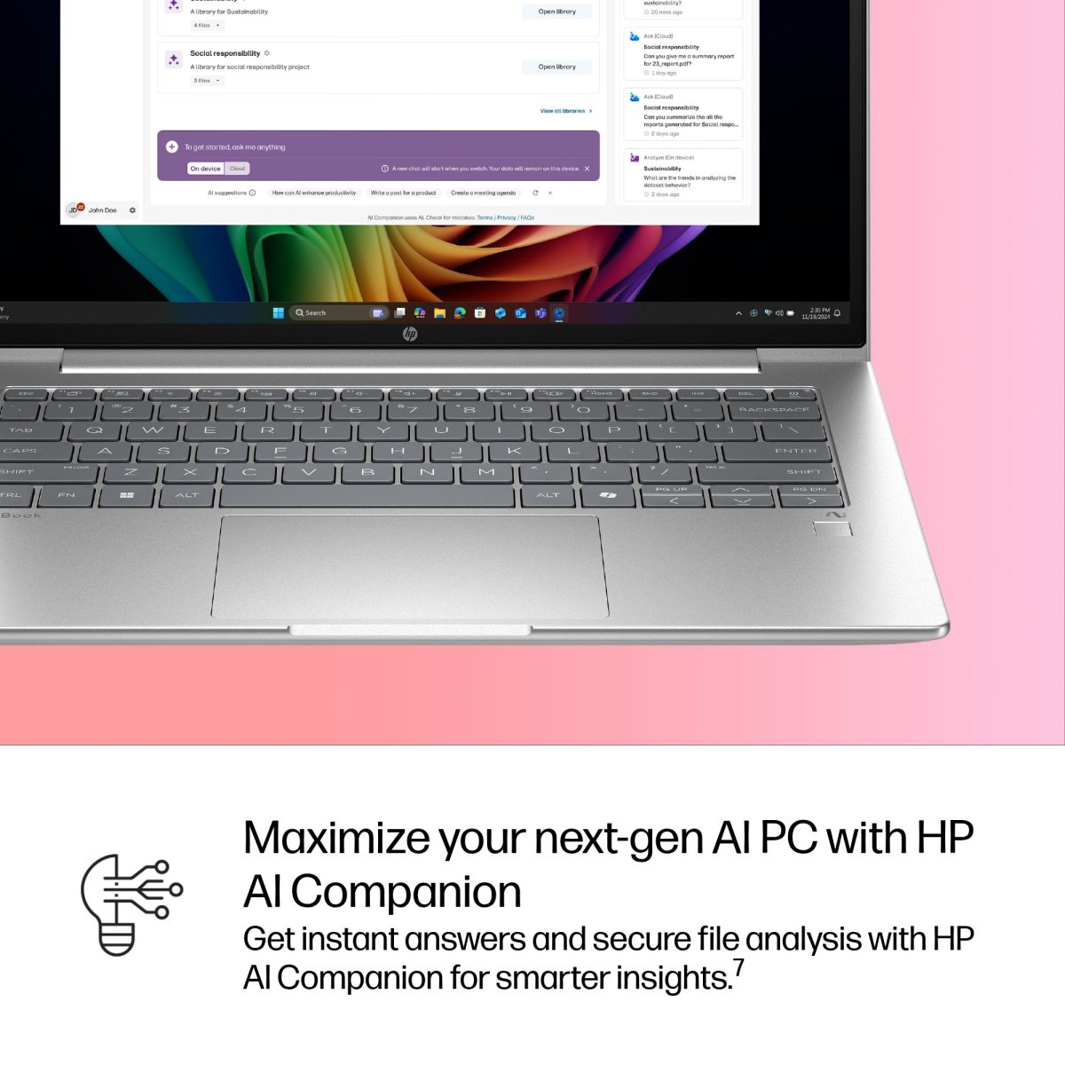 HP ProBook 4 G1q Next Gen AI PC Copilot+ PC Snapdragon X1-26-100 Laptop 35.6 cm (14") WUXGA 32 GB LPDDR5x-SDRAM 1 TB SSD Wi-Fi 6E (802.11ax) Windows 11 Pro Silver - Image 7
