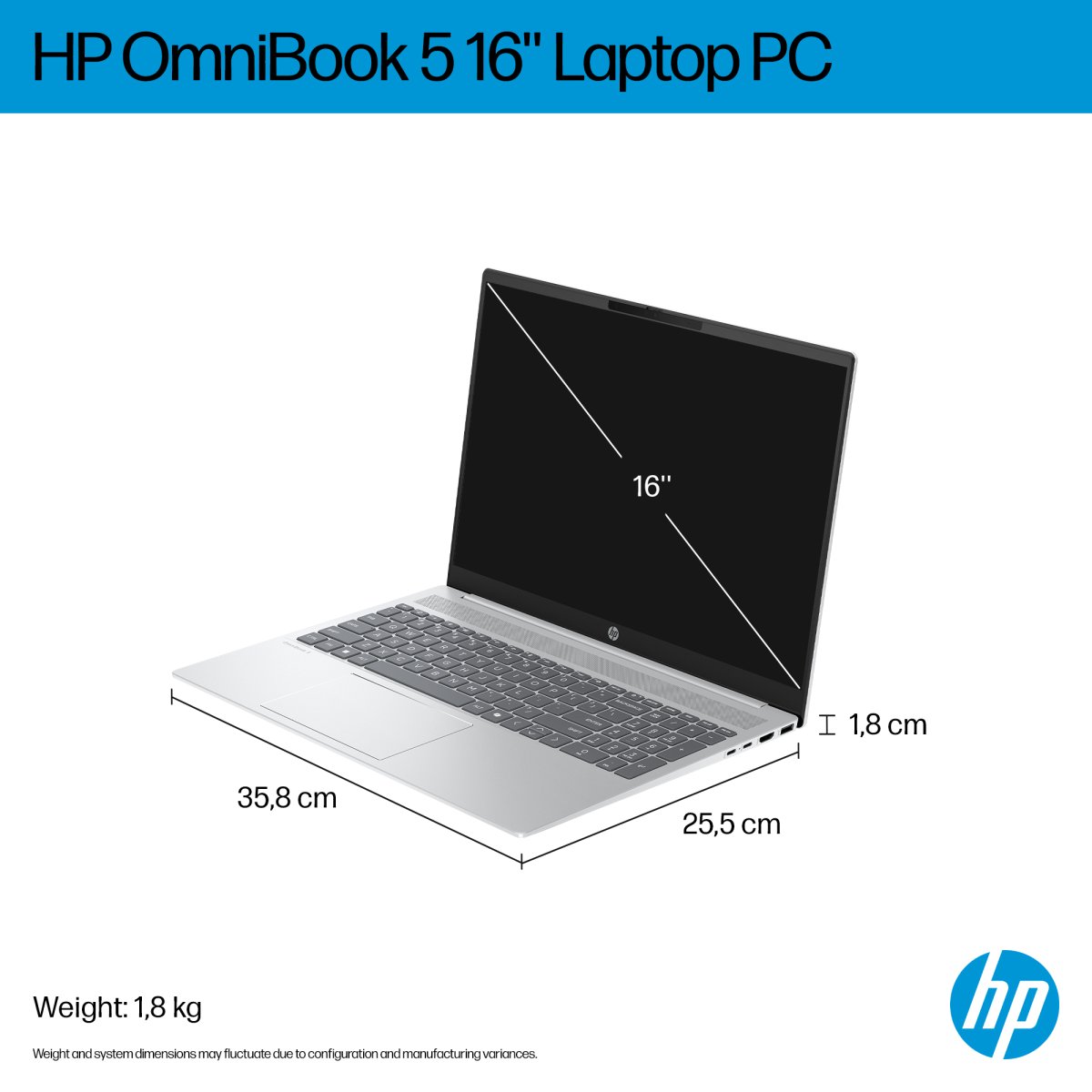 HP OmniBook 5 16-bc1000na AMD Ryzen™ 7 8840U Laptop 40.6 cm (16") Touchscreen 2K 16 GB LPDDR5-SDRAM 1 TB SSD Wi-Fi 6 (802.11ax) Windows 11 Home AI PC Silver - Image 7