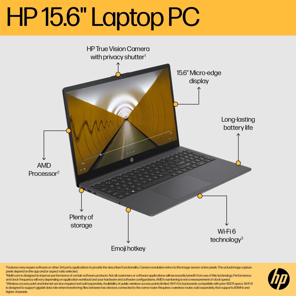 HP 15-fc0017na AMD Ryzen™ 5 7520U Laptop 39.6 cm (15.6") Full HD 8 GB LPDDR5-SDRAM 256 GB SSD Wi-Fi 6 (802.11ax) Windows 11 Home Black - Image 11