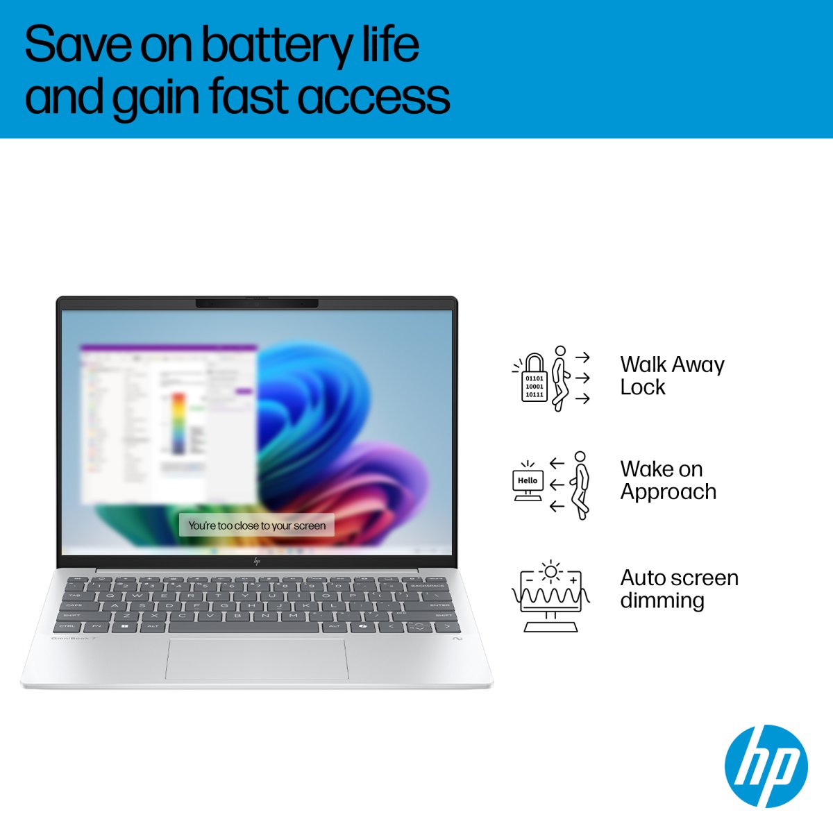 HP OmniBook 7 Aero 13-bg1002na Copilot+ PC AMD Ryzen™ AI 7 350 Laptop 33.8 cm (13.3") 2K 16 GB LPDDR5x-SDRAM 1 TB SSD Wi-Fi 6 (802.11ax) Windows 11 Home Silver - Image 9
