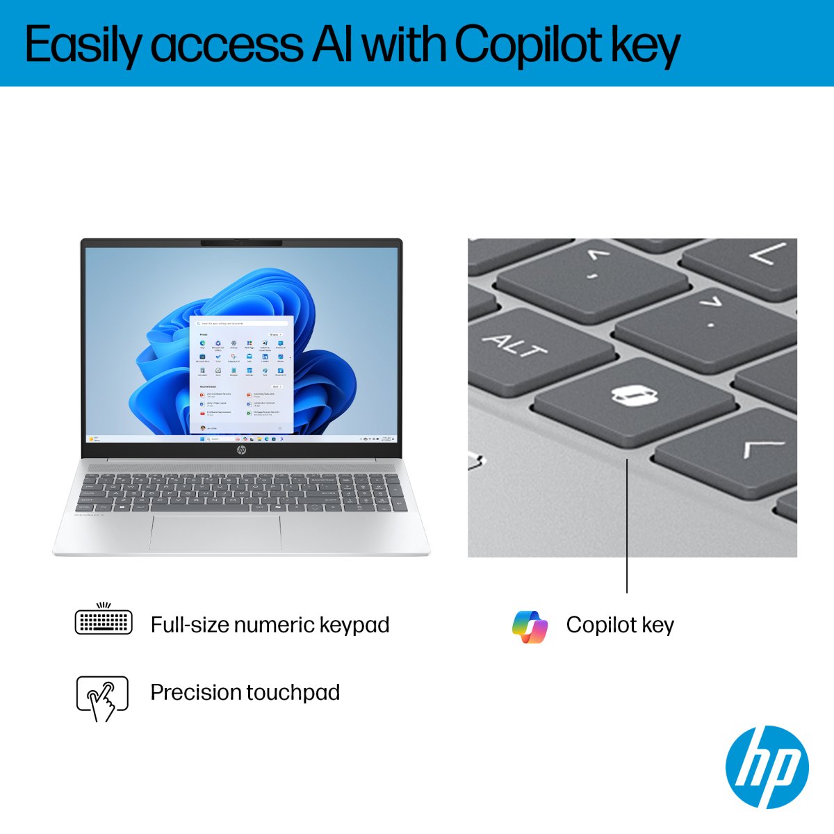 HP OmniBook 5 16-bc1000na AMD Ryzen™ 7 8840U Laptop 40.6 cm (16") Touchscreen 2K 16 GB LPDDR5-SDRAM 1 TB SSD Wi-Fi 6 (802.11ax) Windows 11 Home AI PC Silver - Image 10