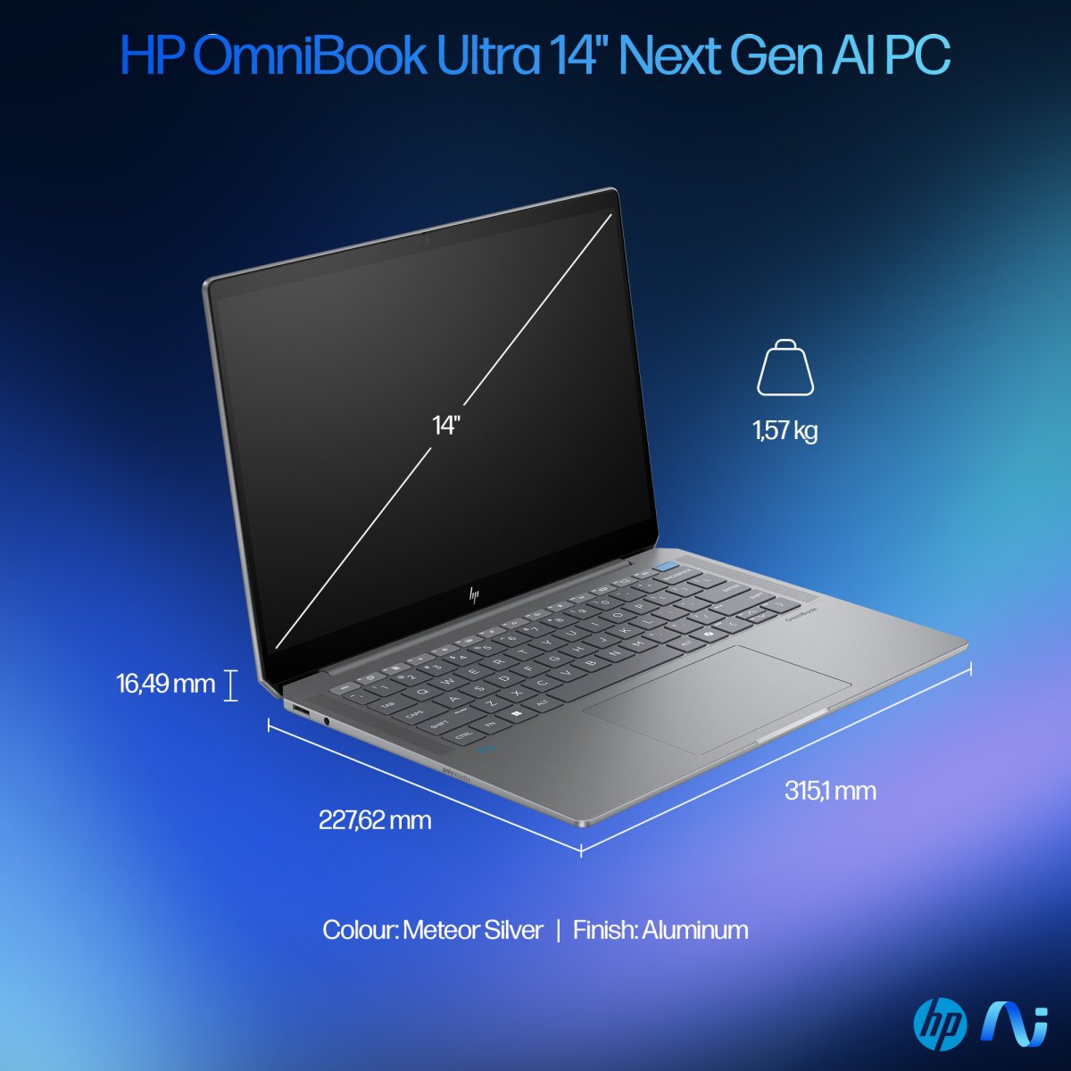 HP OmniBook Ultra 14-fd0001na Copilot+ PC AMD Ryzen AI 9 365 Laptop 35.6 cm (14") Touchscreen 2.2K 16 GB LPDDR5x-SDRAM 1 TB SSD Wi-Fi 7 (802.11be) Windows 11 Home Silver - Image 7