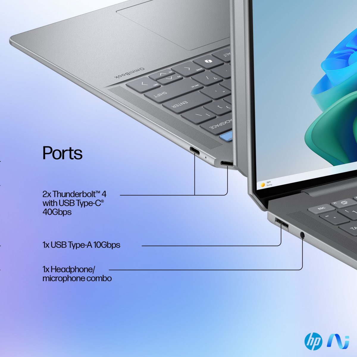HP OmniBook Ultra 14-fd0001na Copilot+ PC AMD Ryzen AI 9 365 Laptop 35.6 cm (14") Touchscreen 2.2K 16 GB LPDDR5x-SDRAM 1 TB SSD Wi-Fi 7 (802.11be) Windows 11 Home Silver - Image 5